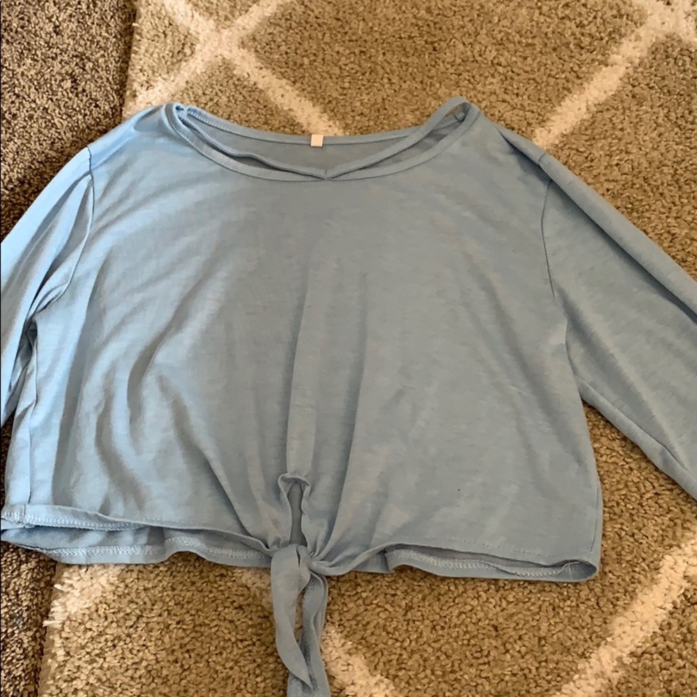 blue long sleeve dance shirt